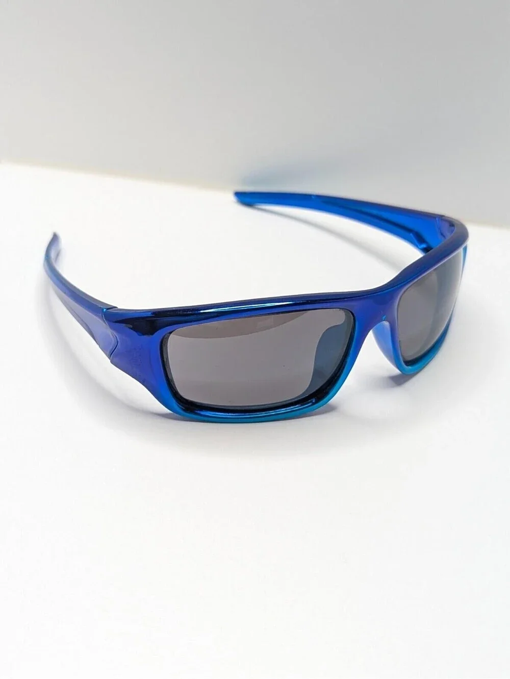 Glossy Blue Rectangular Frame Gray Lens Men’s Sunglasses